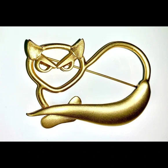 Vintage goldtone cat brooch - Picture 1 of 2